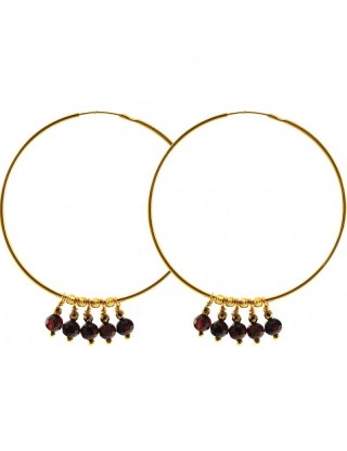 Kolczyki koła z granatem i hematytem