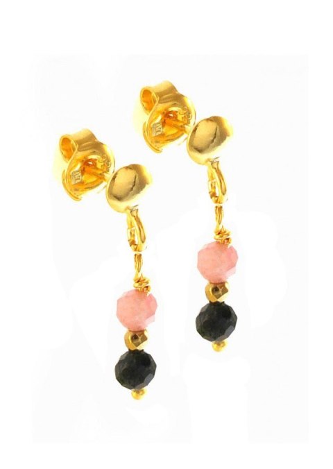 Kolczyki z turmalinem różowym i czarnym