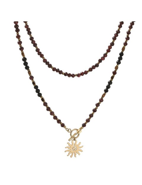 Naszyjnik SŁOŃCE Granat 925