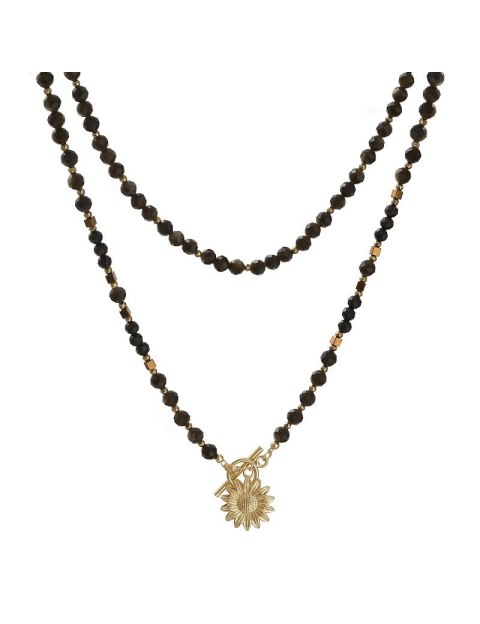 Naszyjnik SUNFLOWER Obsydian 925