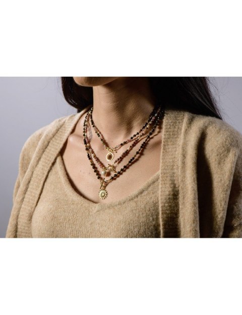 Naszyjnik SUNFLOWER Obsydian 925