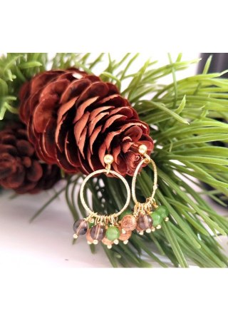 Kolczyki koła z jaspisem i kwarcem