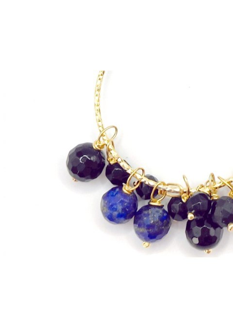 Kolczyki koła z lapisem i turmalinem