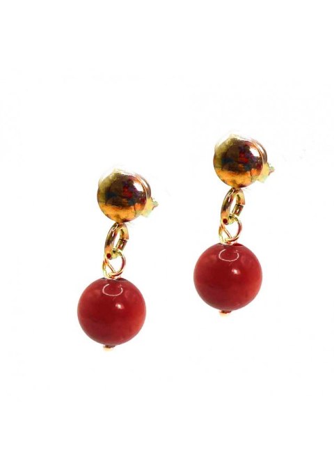 Kolczyki z koralem pozłacane