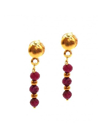 Kolczyki z rubinami i hematytem