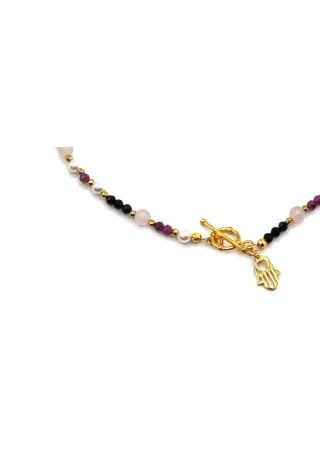 Naszyjnik RĘKA FATIMY RUBIN 925