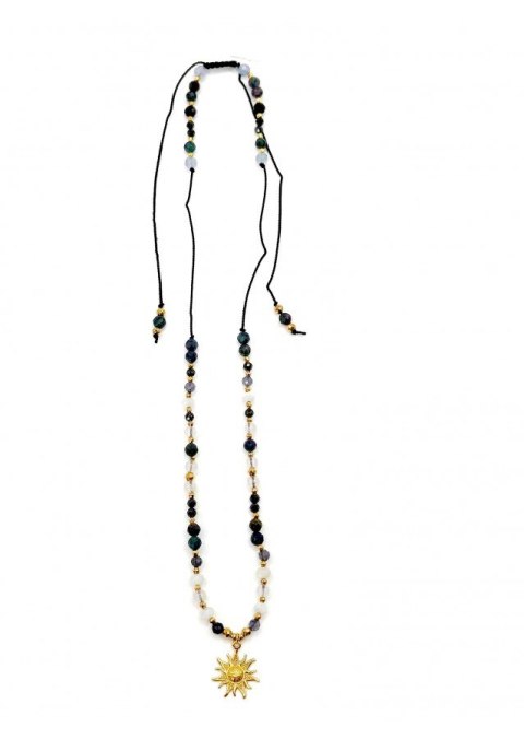 Naszyjnik na sznurku Akwamaryn 925