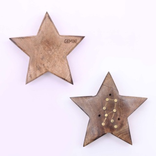 Bliźnięta - podstawka na kadzidełka z grawerem znaku zodiaku