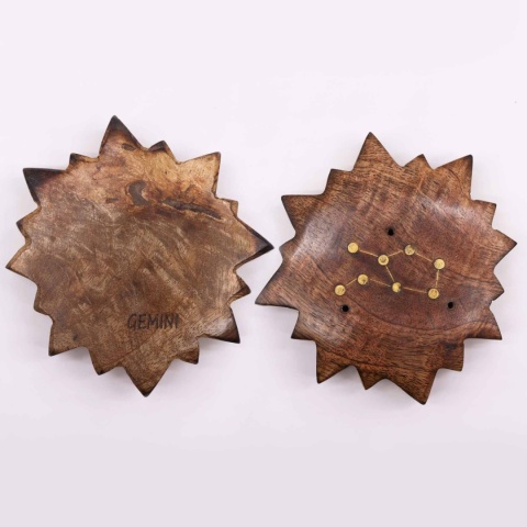 Bliźnięta - podstawka na kadzidełka z grawerem znaku zodiaku