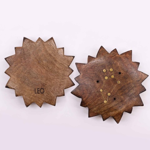 Lew - podstawka na kadzidełka z grawerem znaku zodiaku