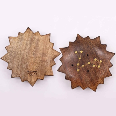 Ryby - podstawka na kadzidełka z grawerem znaku zodiaku