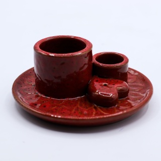 Podstawka na Palo Santo i Pęczek - Mandala - Czerwona z Połyskiem