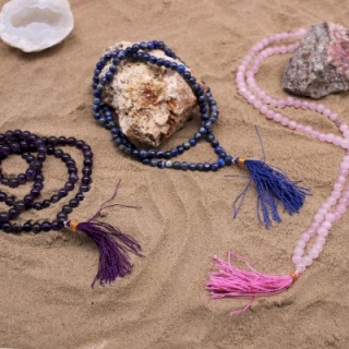 Buddyjski Różaniec - Kwarc Różowy