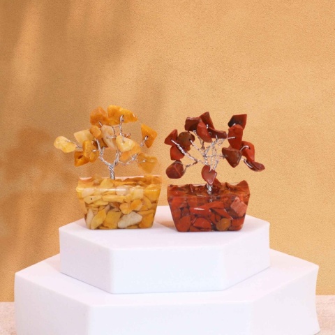 Mini Drzewko z Kamieni na Podstawie Orgonitowej - Mix Rodzajów