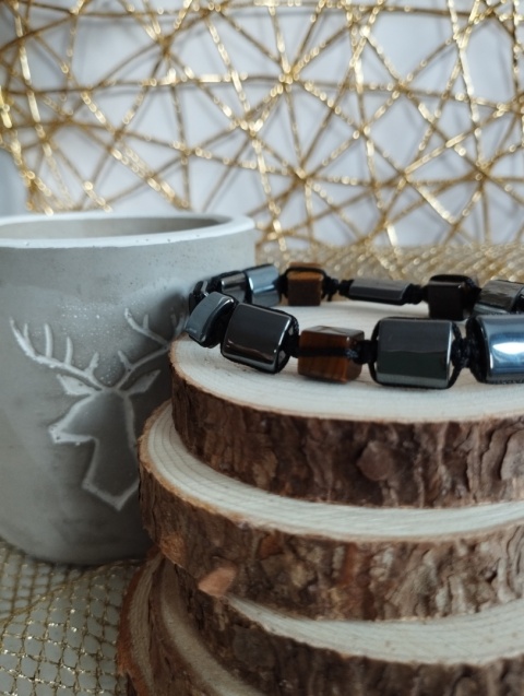 Zestaw dla Niego: Świeca sojowa Whisky i bransoletka z Hematytem